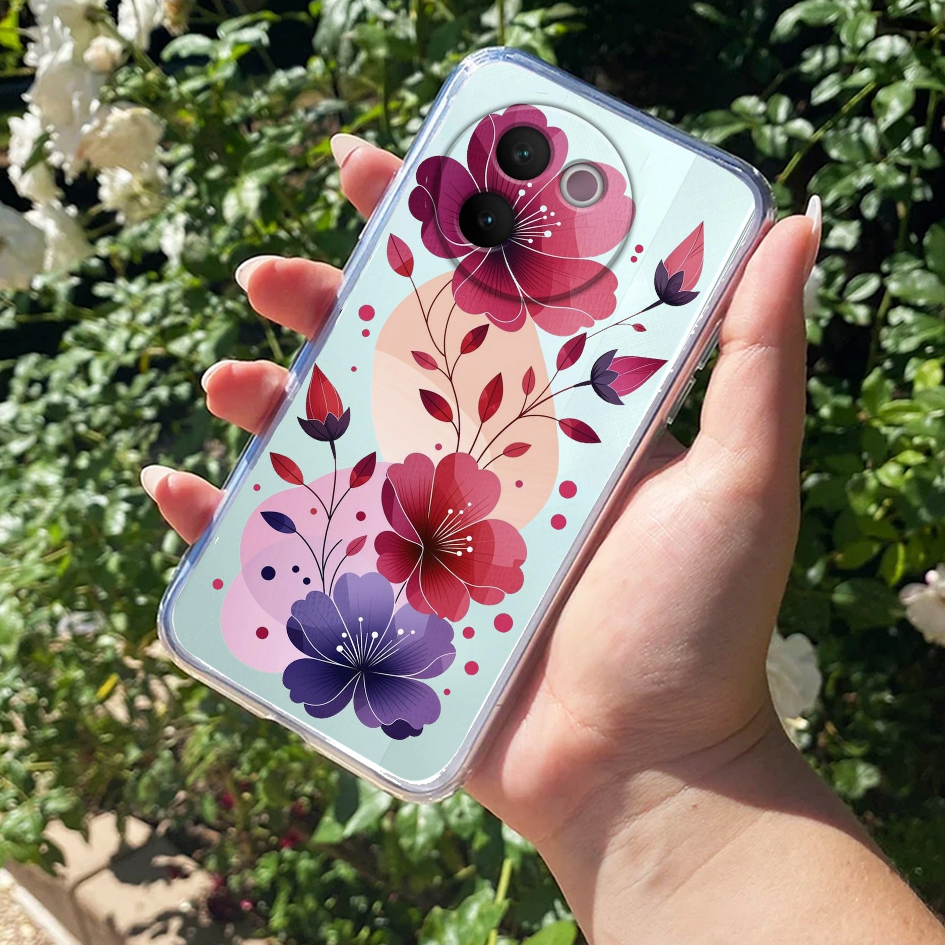 Stunning Floral Transparent Silicon Case For Vivo V30e 5G