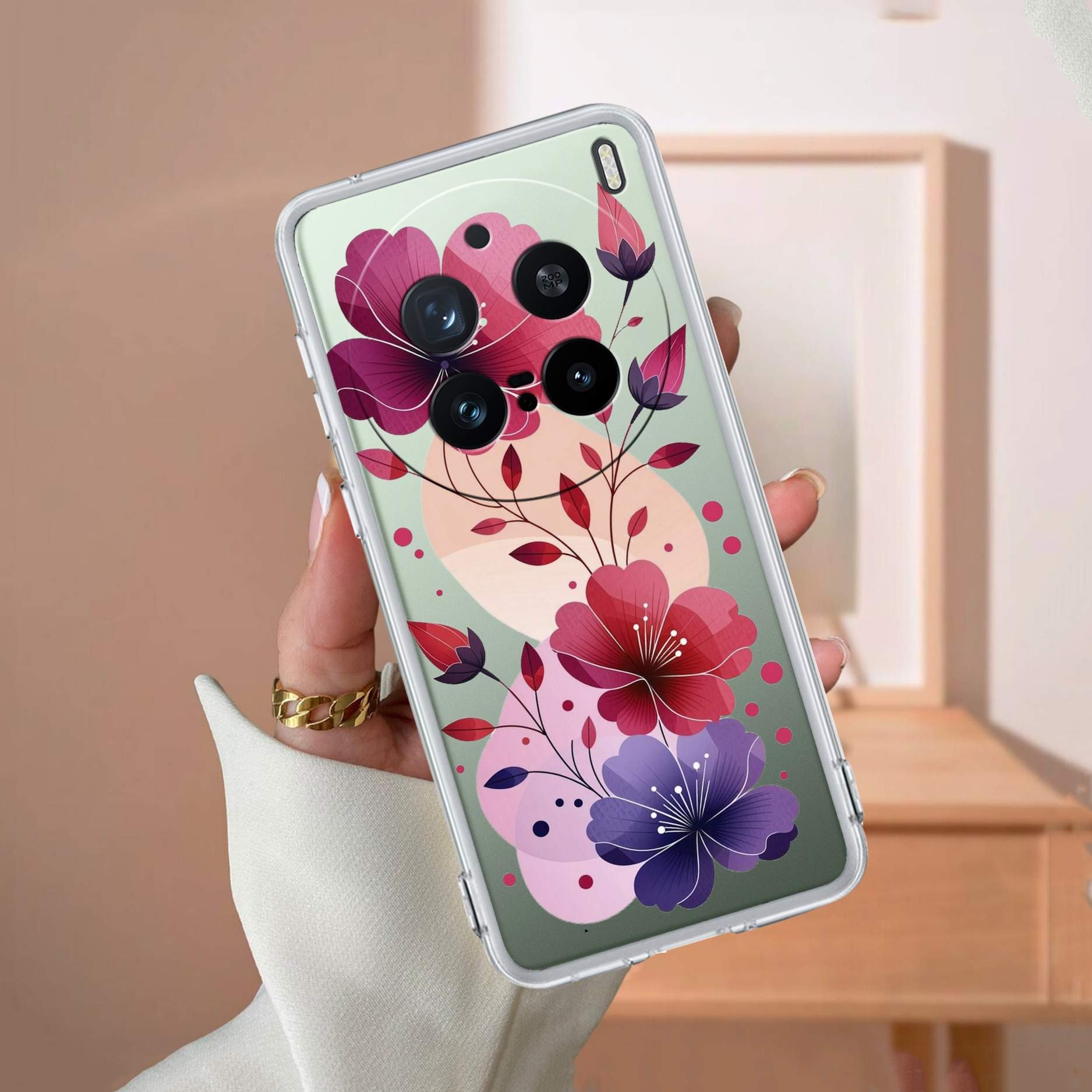 Stunning Floral Transparent Silicon Case For Vivo X200 Pro 5G