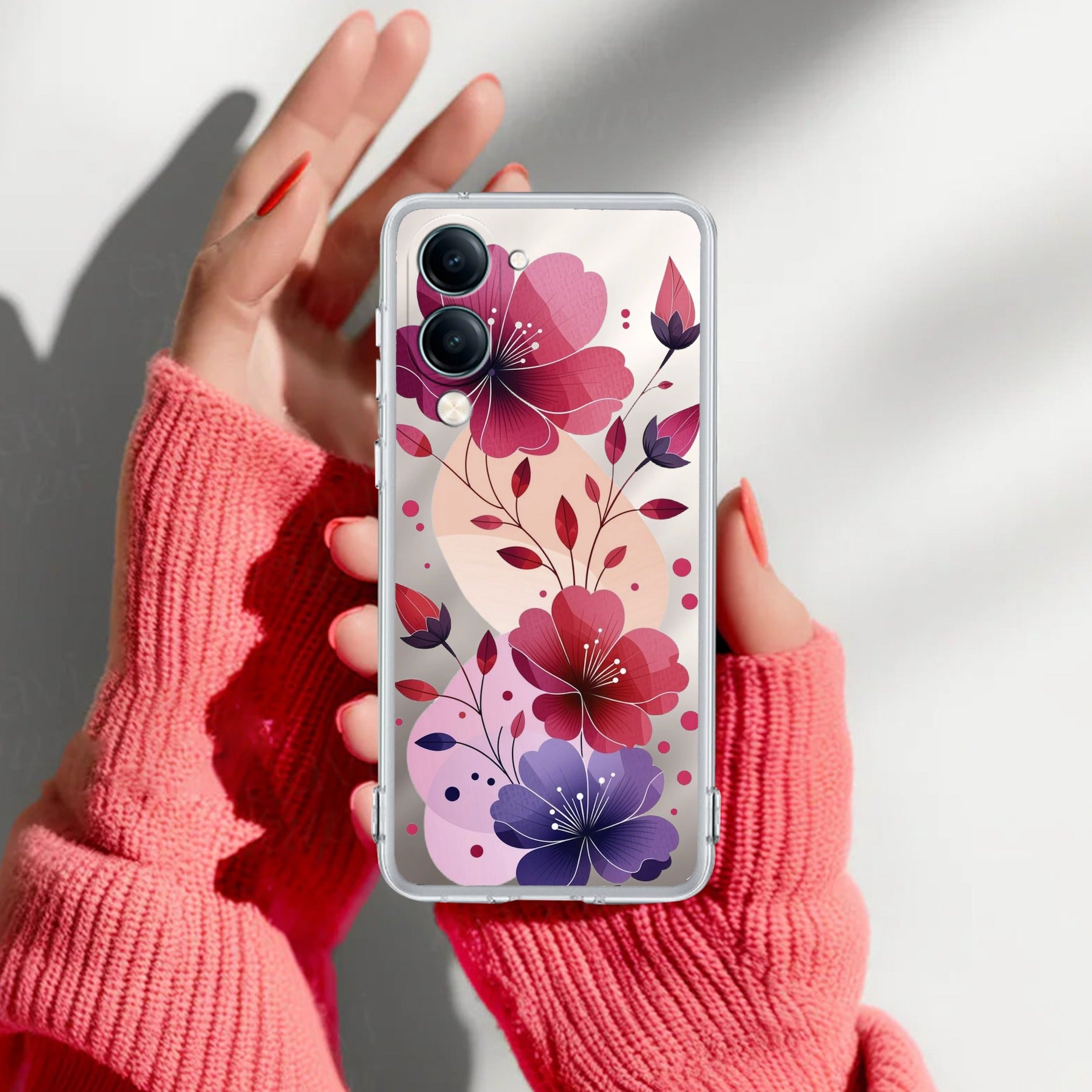 Stunning Floral Transparent Silicon Case For Vivo T4 Lite 5G