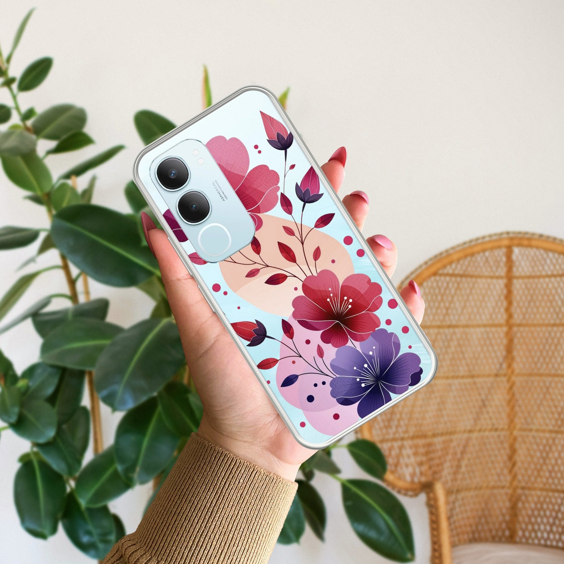 Stunning Floral Transparent Silicon Case For Vivo Y29 5G