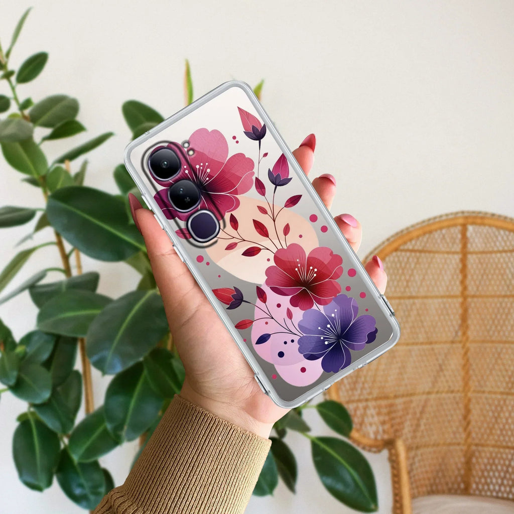 Stunning Floral Transparent Silicon Case For Vivo V21 5G