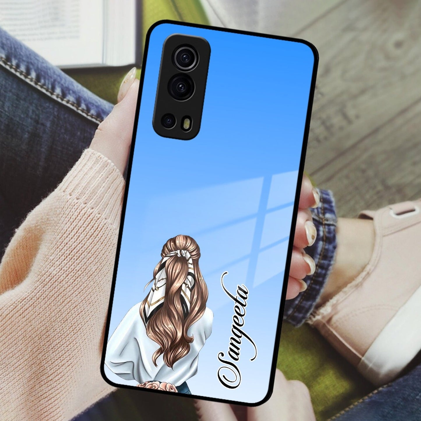 Styles Girl Customize Name Glass Case For iQOO