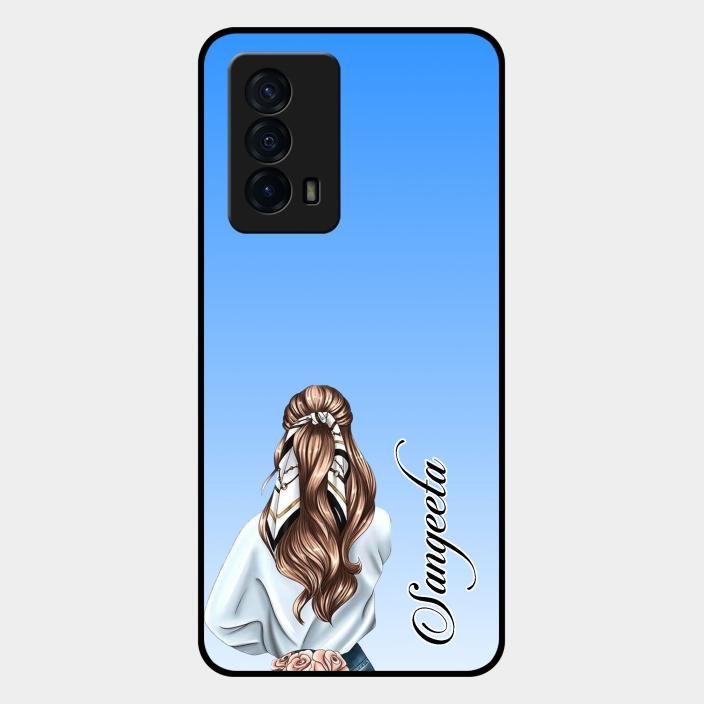 Styles Girl Customize Name Glass Case For Iqoo Z5 5G
