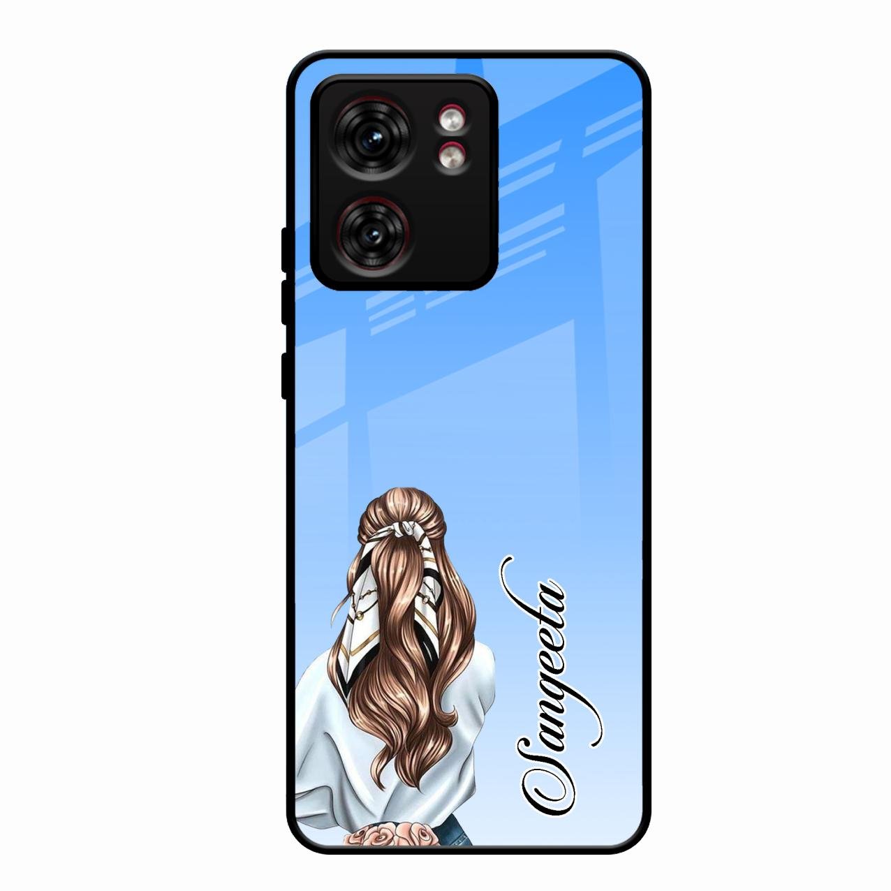 Styles Girl Customize Name Glass Case For Motorola Edge 40