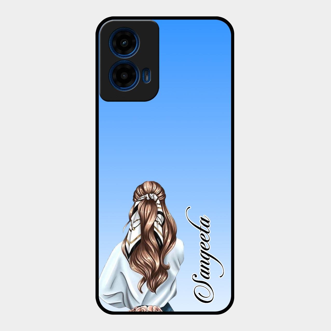 Styles Girl Customize Name Glass Case For Motorola G45 5G