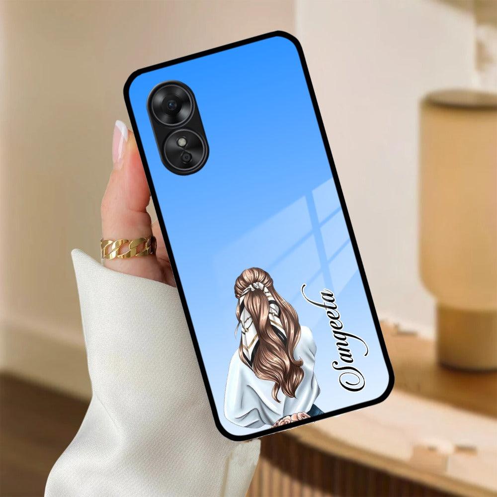 Styles Girl Customize Name Glass Case For Oppo