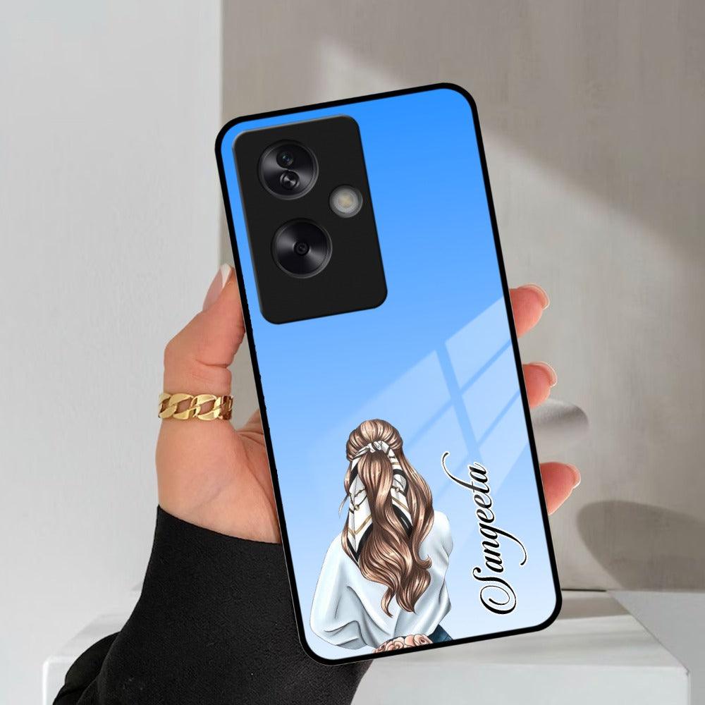 Styles Girl Customize Name Glass Case For Oppo