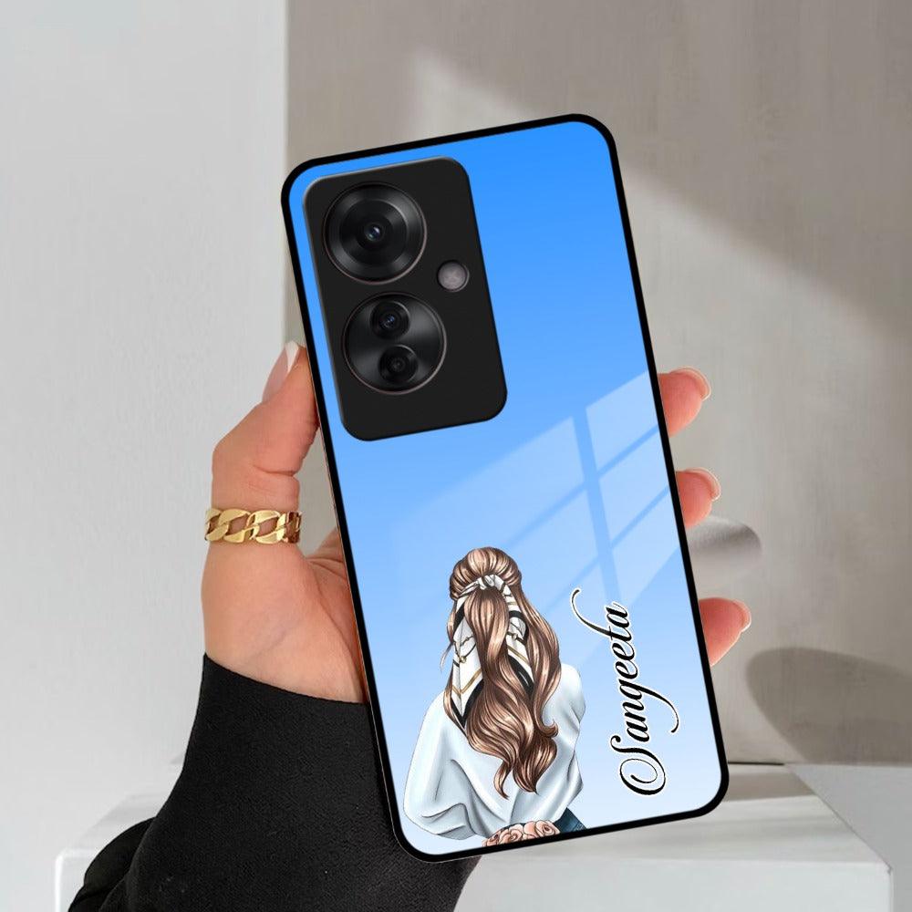 Styles Girl Customize Name Glass Case For Oppo