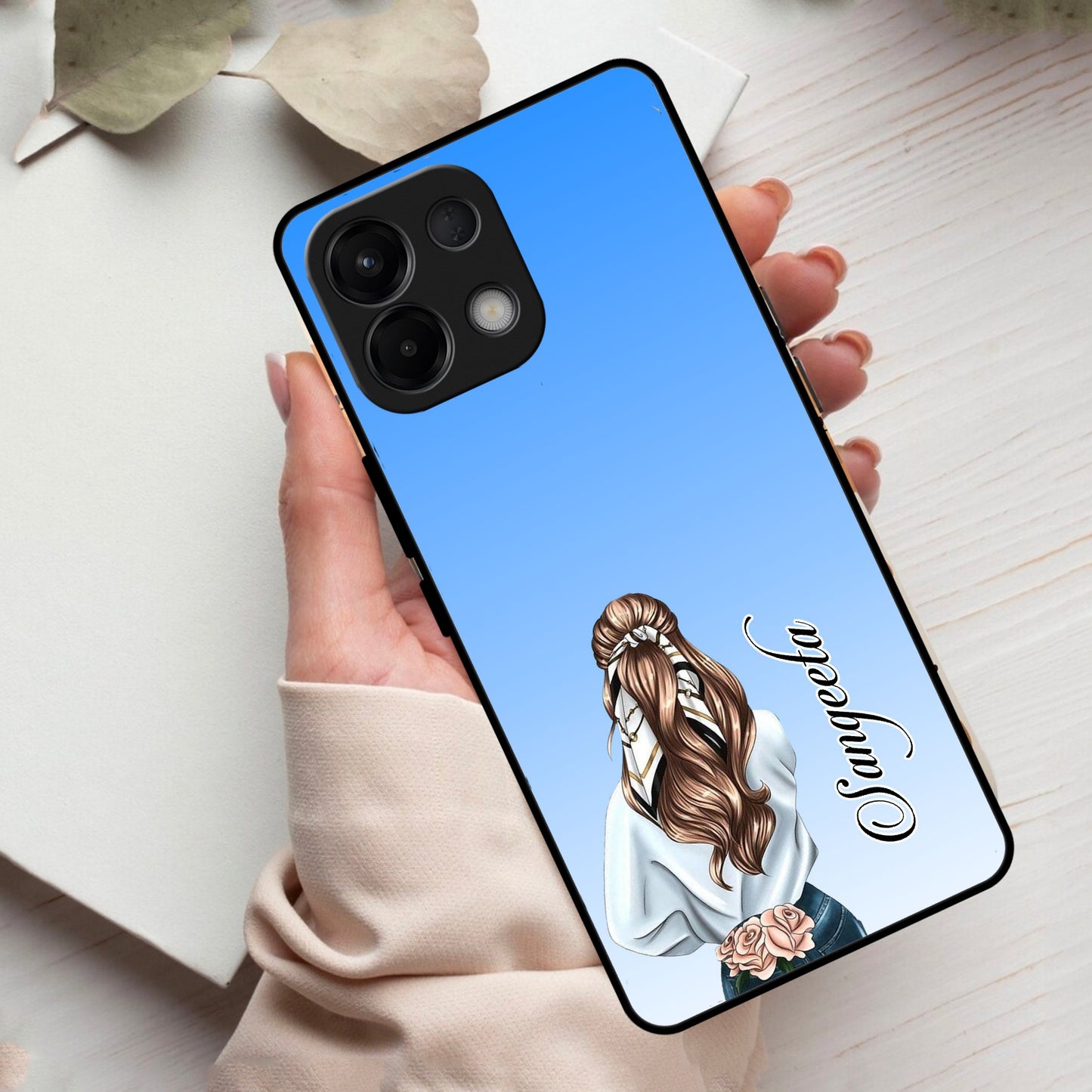 Styles Girl Customize Name Glass Case For Oppo