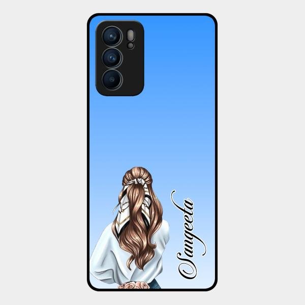 Styles Girl Customize Name Glass Case For Oppo Reno 6 5G