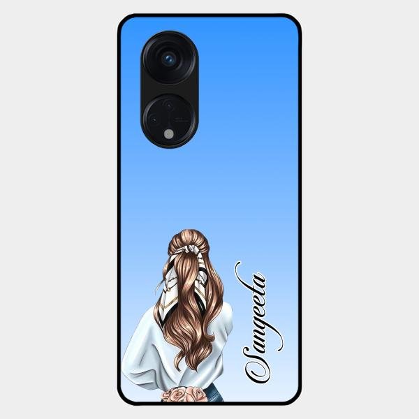 Styles Girl Customize Name Glass Case For Oppo Reno 8T 5G