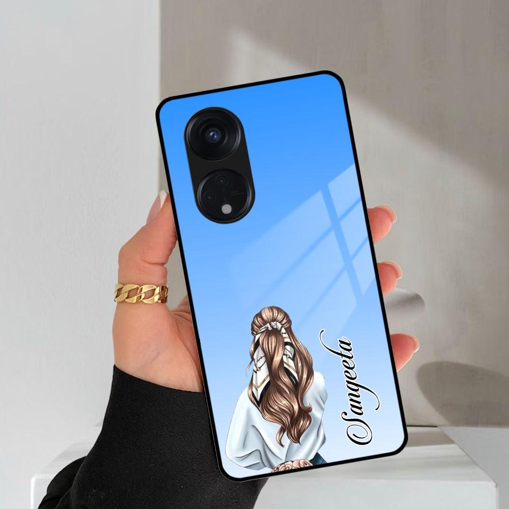 Styles Girl Customize Name Glass Case For Oppo