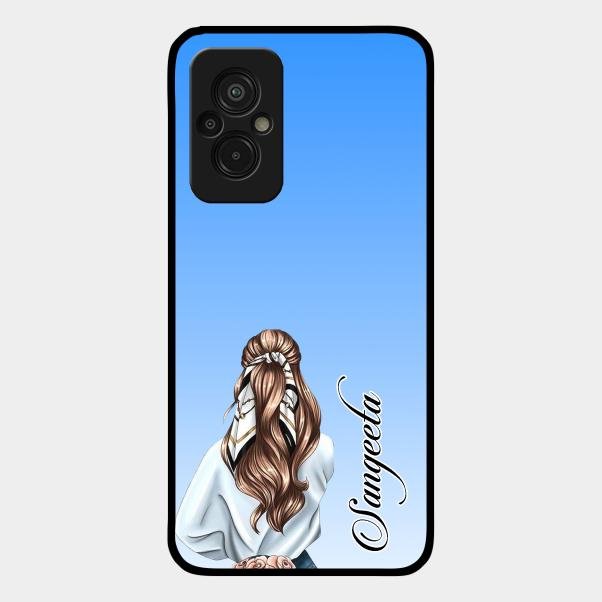 Styles Girl Customize Name Glass Case For Redmi 11 Prime 4G