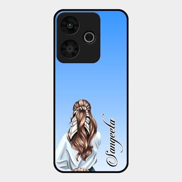 Styles Girl Customize Name Glass Case For Redmi 13 5G
