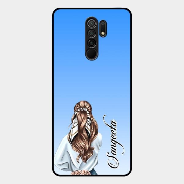 Styles Girl Customize Name Glass Case For Redmi 9 Prime