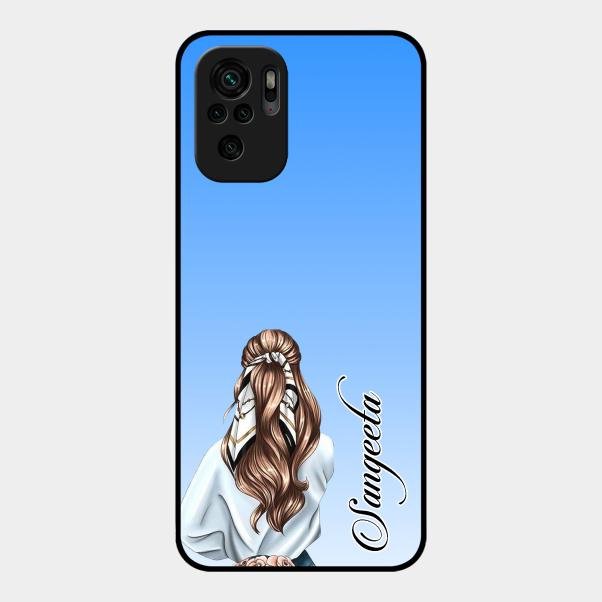 Styles Girl Customize Name Glass Case For Redmi Note 10