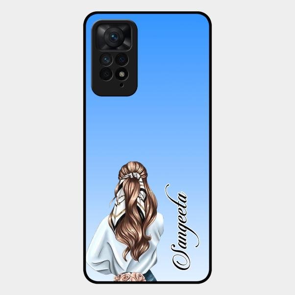 Styles Girl Customize Name Glass Case For Redmi Note 11 Pro 5G