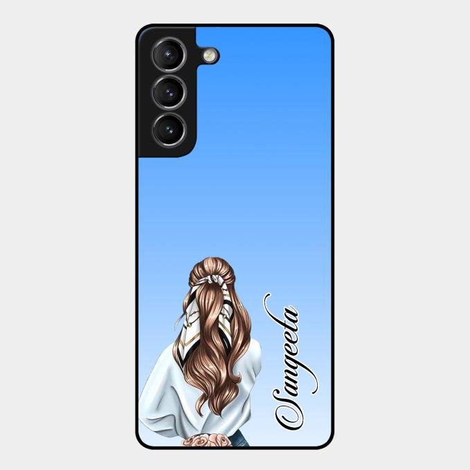 Styles Girl Customize Name Glass Case For Samsung Galaxy S21 Plus