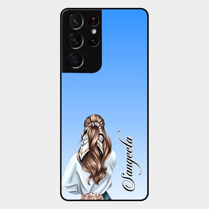 Styles Girl Customize Name Glass Case For Samsung Galaxy S21 Ultra