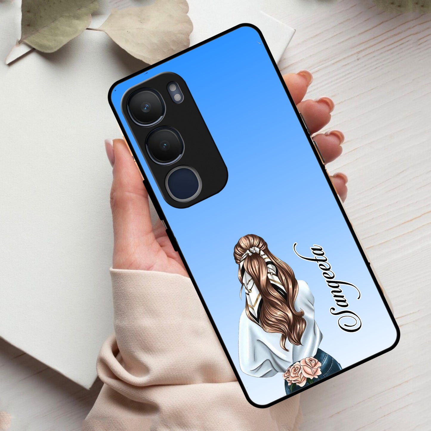 Styles Girl Customize Name Glass Case For Vivo