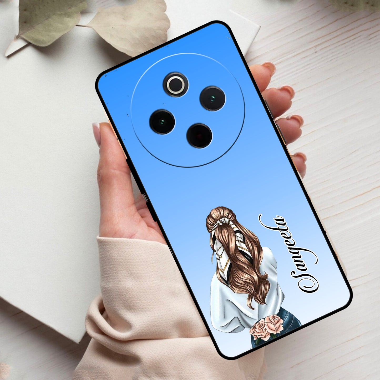 Styles Girl Customize Name Glass Case For Vivo
