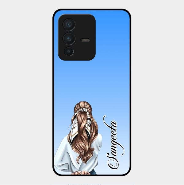 Styles Girl Customize Name Glass Case For Vivo V23 5G