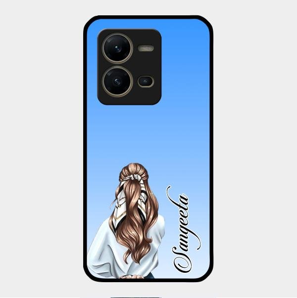 Styles Girl Customize Name Glass Case For Vivo V25 5G