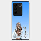 Styles Girl Customize Name Glass Case For Vivo V27 5G