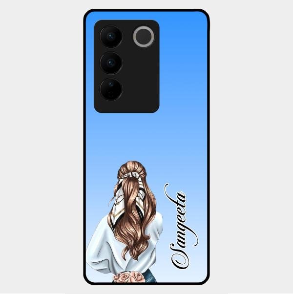 Styles Girl Customize Name Glass Case For Vivo V27 5G