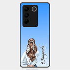 Styles Girl Customize Name Glass Case For Vivo V27 Pro 5G