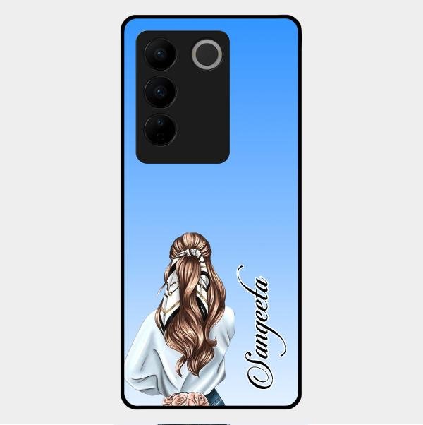 Styles Girl Customize Name Glass Case For Vivo V27 Pro 5G
