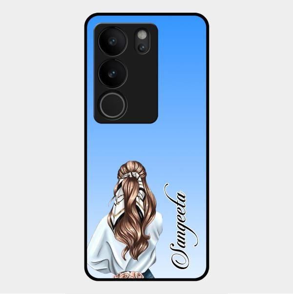 Styles Girl Customize Name Glass Case For Vivo V29 5G