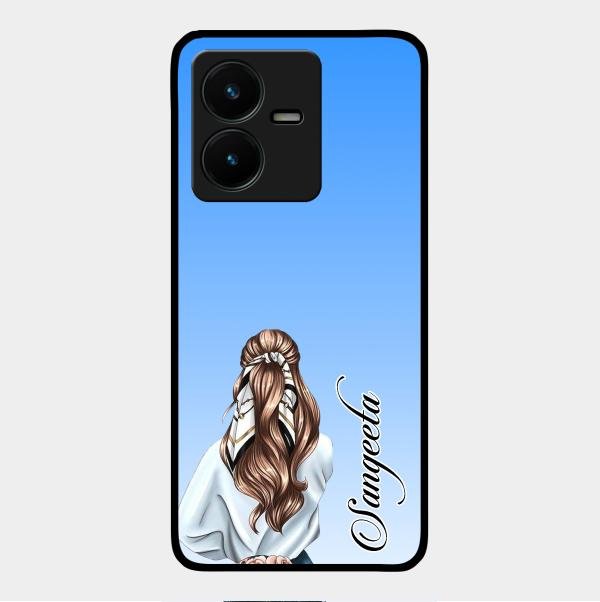 Styles Girl Customize Name Glass Case For Vivo Y22