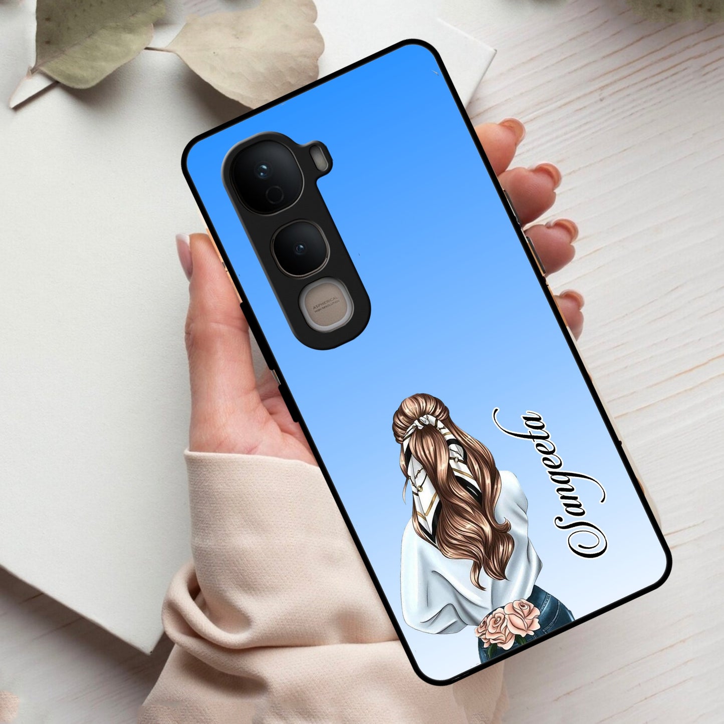 Styles Girl Customize Name Glass Case For Vivo