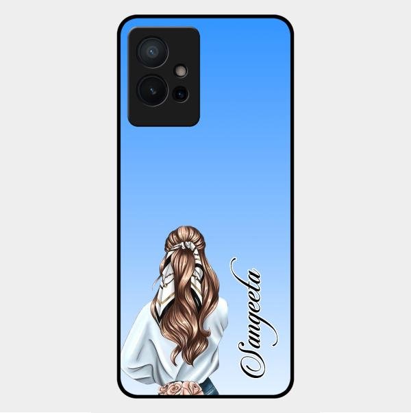 Styles Girl Customize Name Glass Case For Vivo Y75 5G