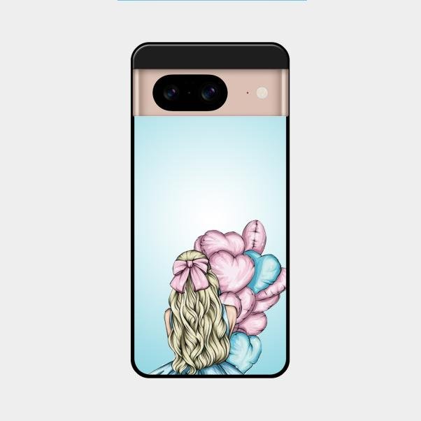 Styles Girl With Balloon Glass Case For Google Pixel 8 5G