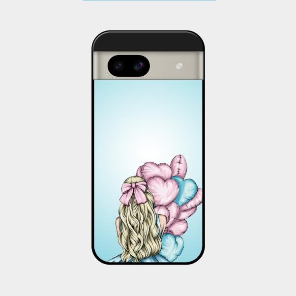 Styles Girl With Balloon Glass Case For Google Pixel 8A 5G