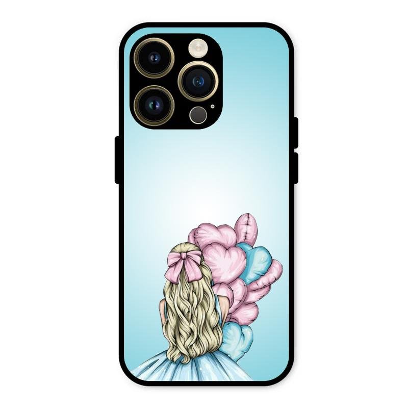 Styles Girl With Balloon Glass Case For iPhone 14 Pro Max