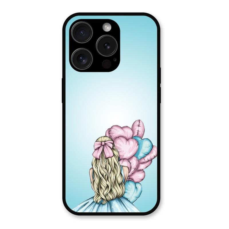 Styles Girl With Balloon Glass Case For iPhone 15 Pro