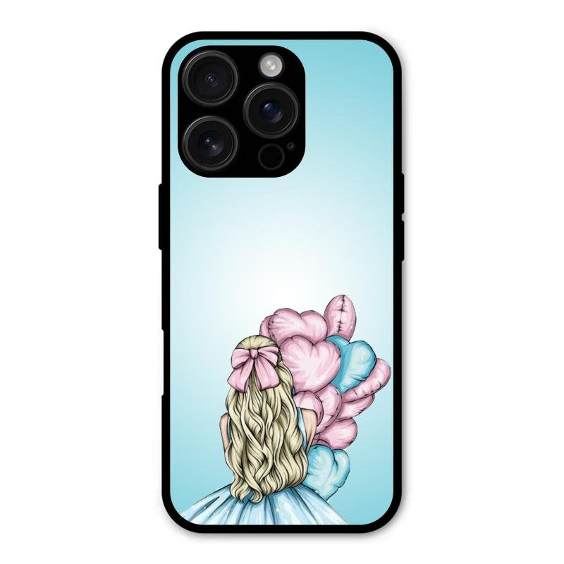 Styles Girl With Balloon Glass Case For iPhone 16 Pro Max