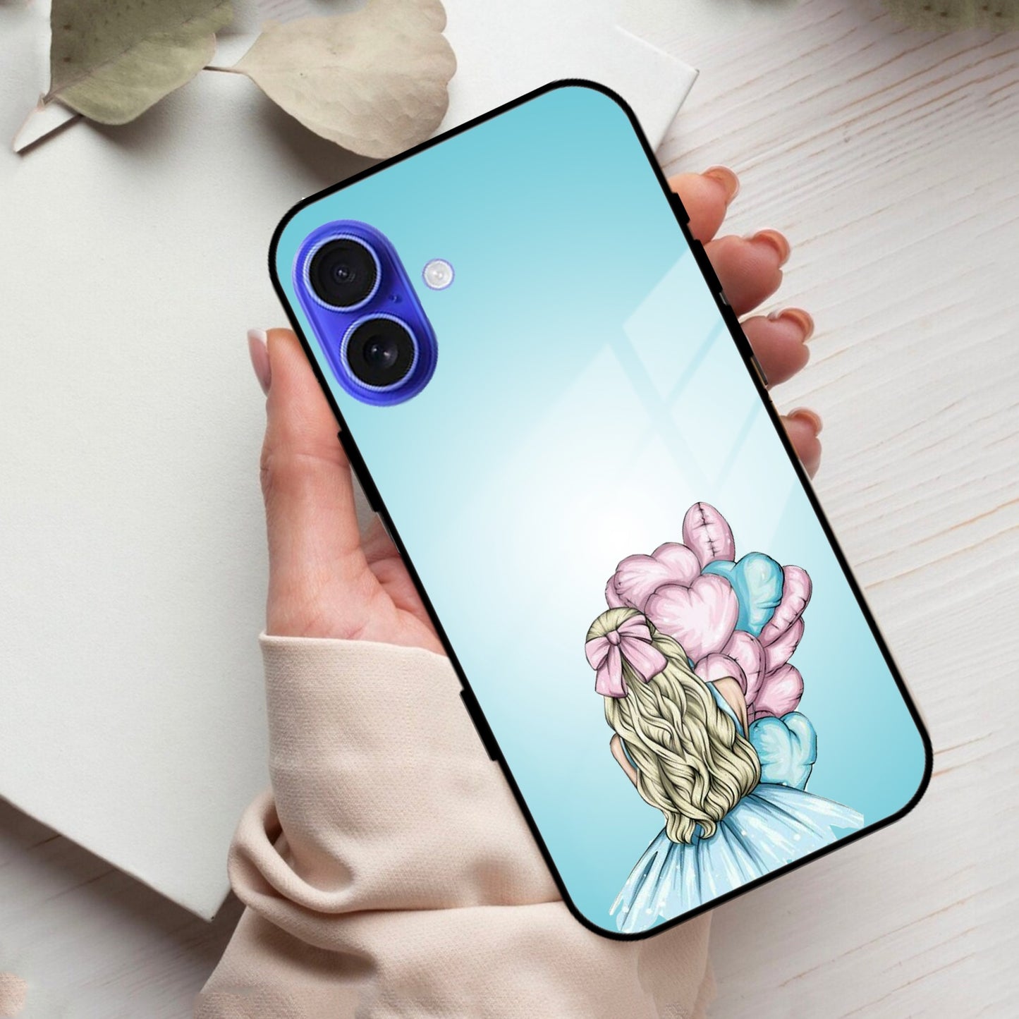 Styles Girl With Balloon Glass Case For iPhone