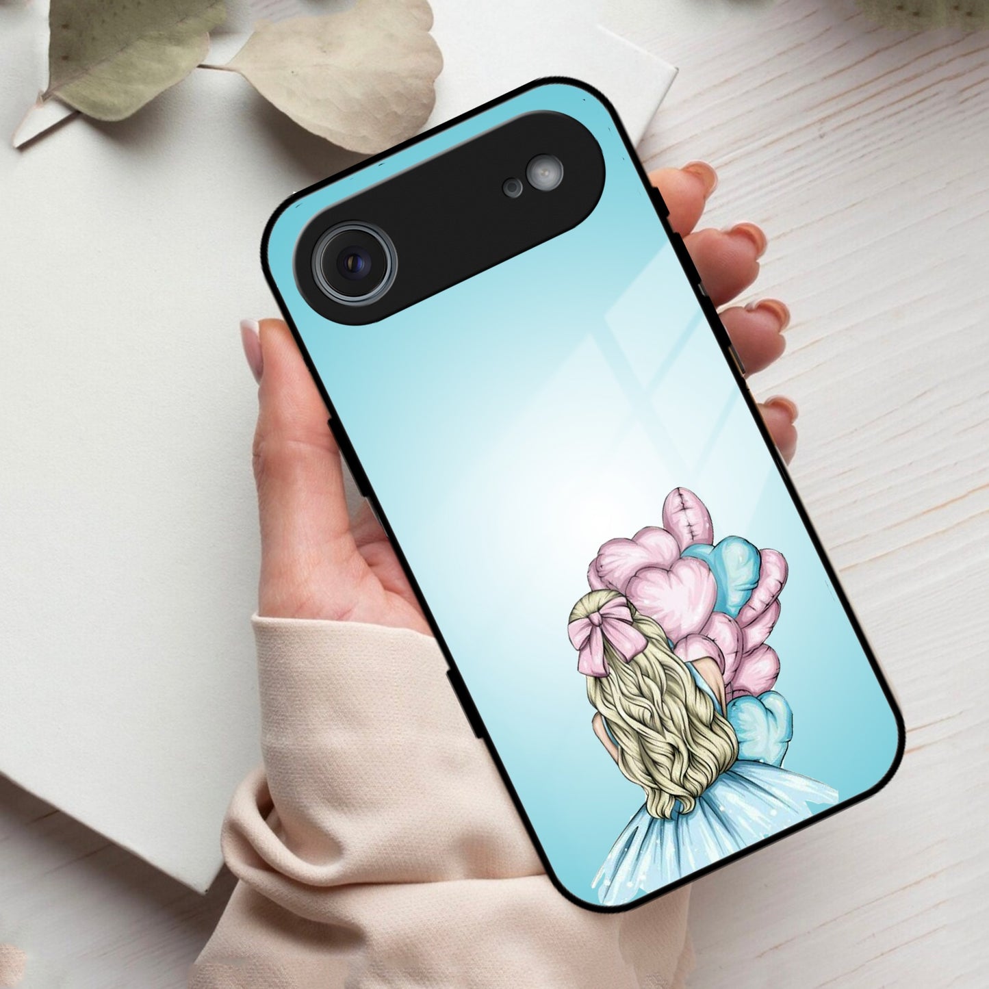 Styles Girl With Balloon Glass Case For iPhone