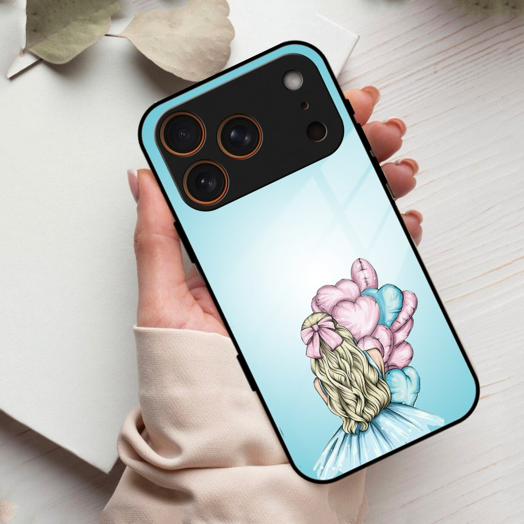 Styles Girl With Balloon Glass Case For iPhone 17 Pro