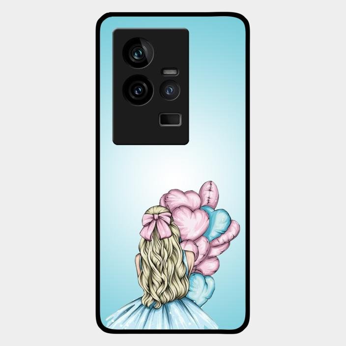 Styles Girl With Balloon Glass Case For Iqoo 11 5G