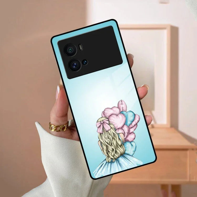 Styles Girl With Balloon Glass Case For iQOO - ShopOnCliQ