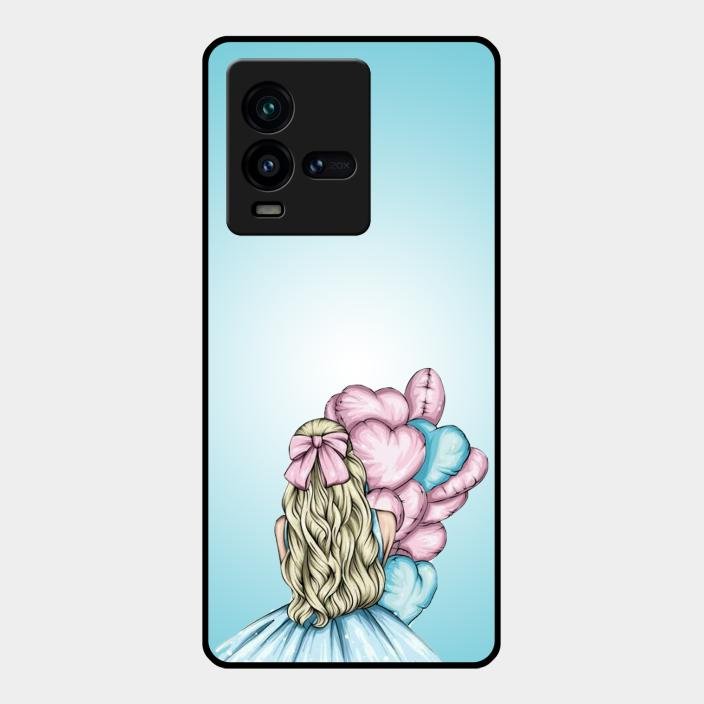 Styles Girl With Balloon Glass Case For Iqoo 9T 5G