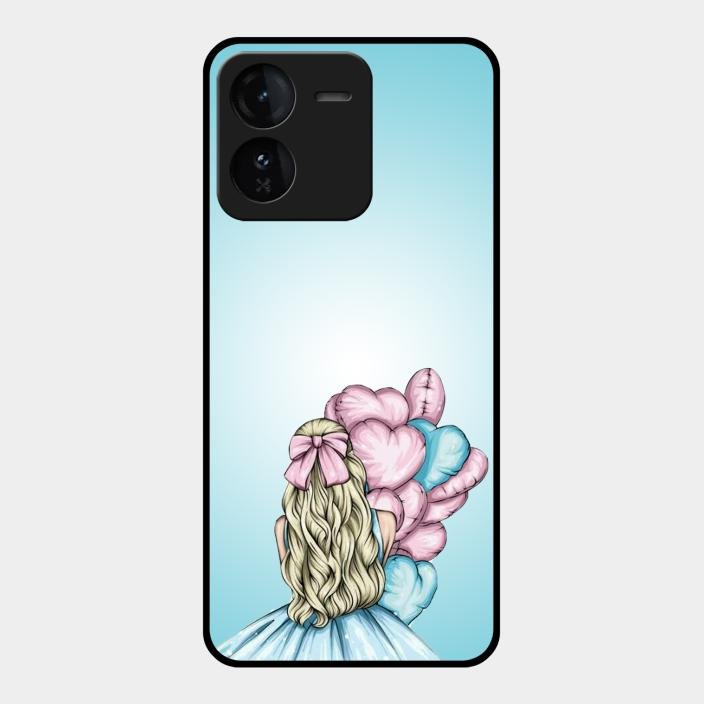 Styles Girl With Balloon Glass Case For Iqoo Z9 5G