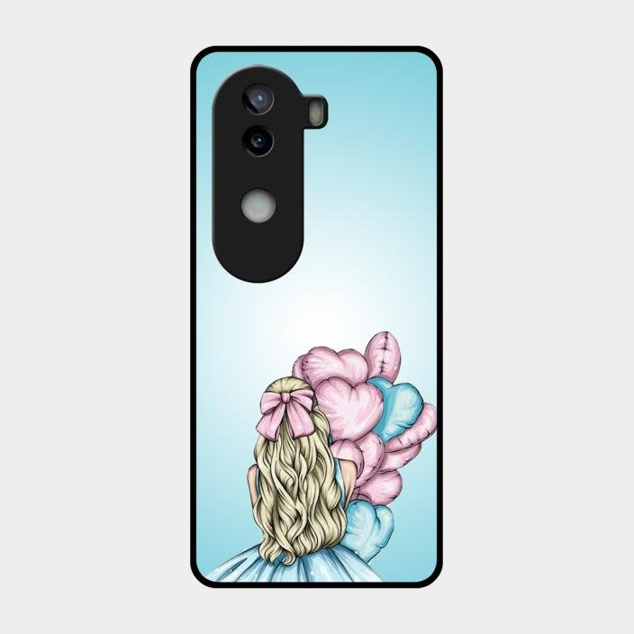 Styles Girl With Balloon Glass Case For Iqoo Z9S 5G