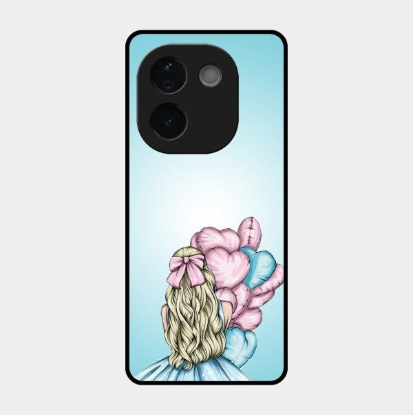 Styles Girl With Balloon Glass Case For Iqoo Z9S Pro 5G