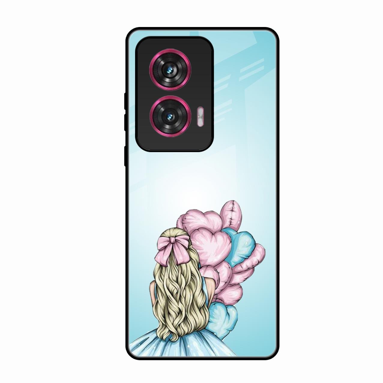 Styles Girl With Balloon Glass Case For Motorola Edge 50 Fusion 5G